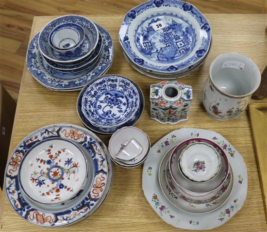 A large quantity of 18th century Chinese export and other ceramics